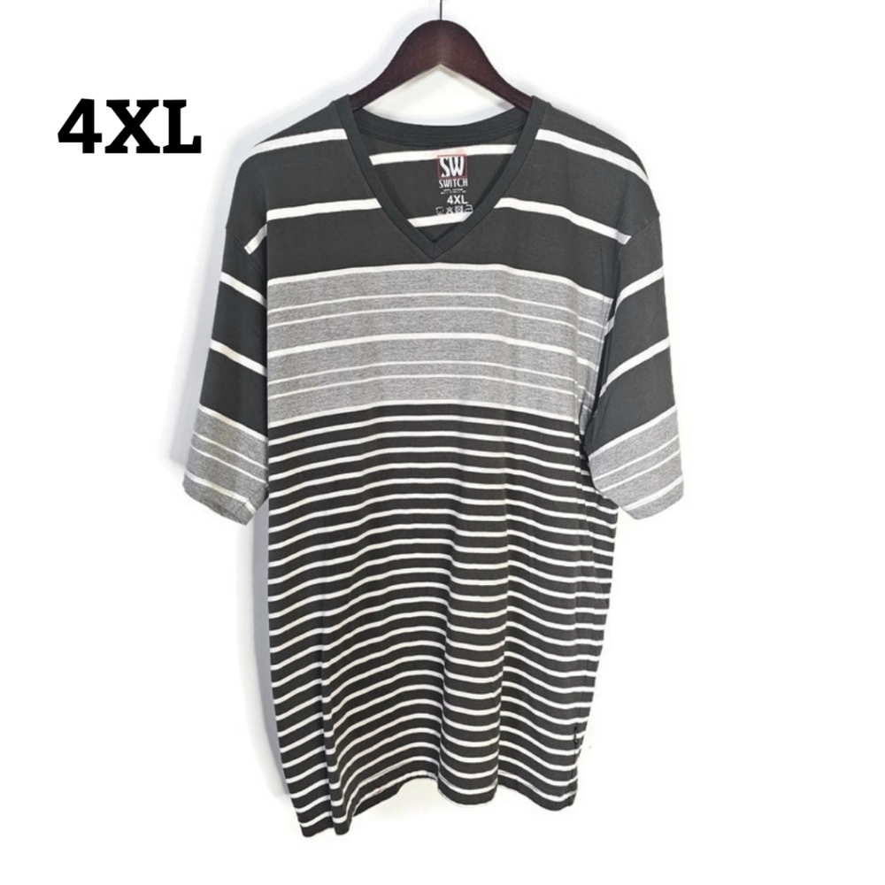Switch Striped Gray and Black Men's Shirt Size 4XL